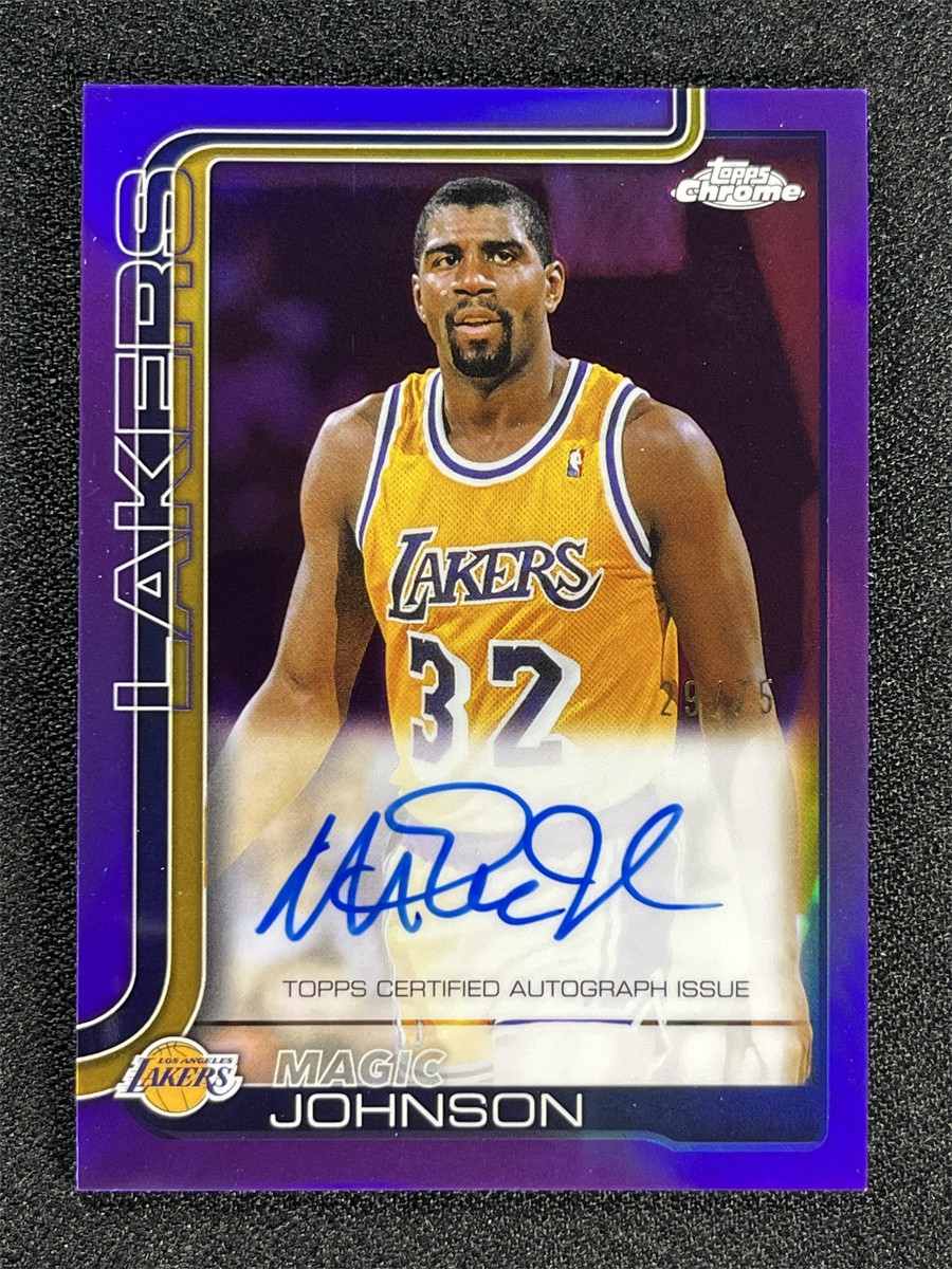 2025-26 Topps Chrome Magic Johnson #TCA-MJ Purple Refractor Auto Lakers /75