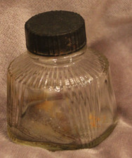 Vintage Parker Quink 2 Ounce Glass Ink Bottle Clear Glass Made in USA Unique Cap