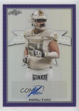 2020 Leaf Metal US Army All-American Bowl Purple 6/15 Andrej Karic Auto ni4