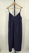 Quince Women 100% Organic Cotton Sleeveless Maxi Dress Navy L