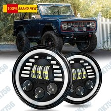 New 7inch Led Headlights For Ford Bronco 1969-1978 High Low Beam Halo Drl 1pair New 7inch Led Headlights For Ford Bronco 1969-1978 High Low Beam Halo Drl 1pair