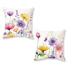 Spring Pillow Covers 20x20 Inch Set of 2 Floral Colorful Flowers Decorations ...