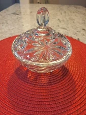Candy Dish With Lid Anchor Hocking "Star of David" Pattern Clear Pressed Glass