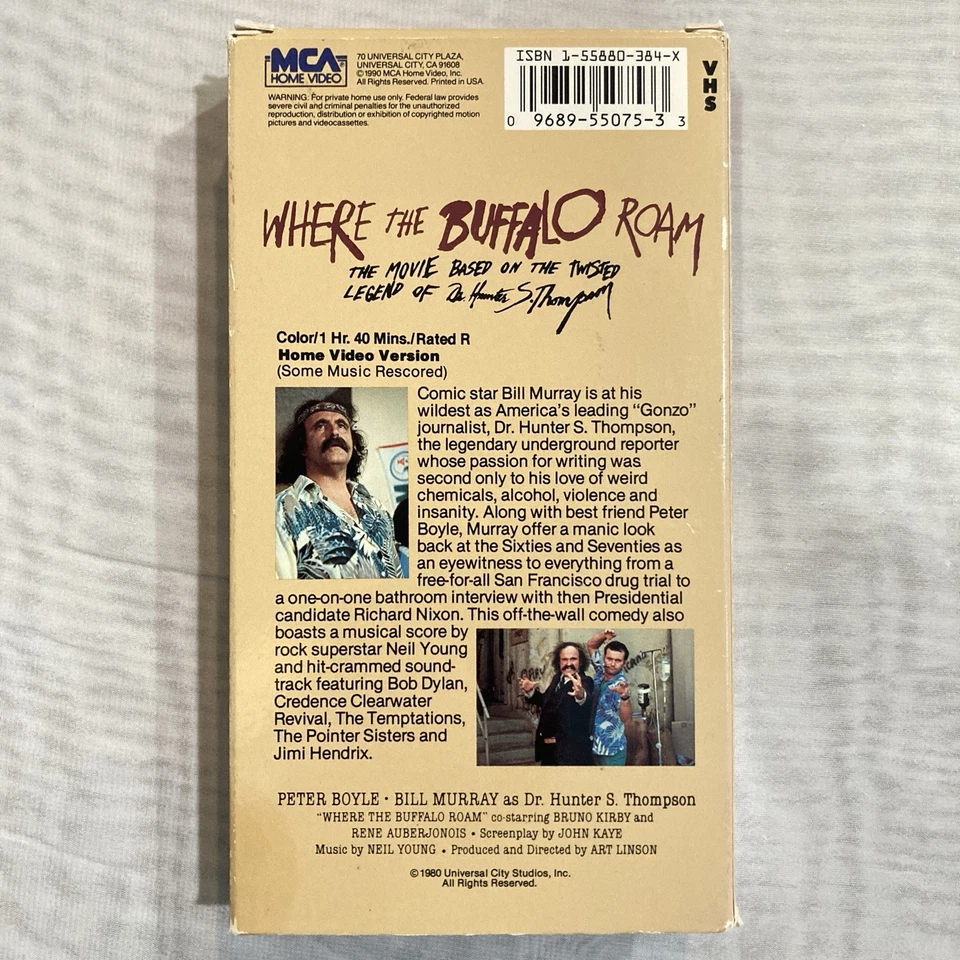 Where The Buffalo Roam (VHS, 1980) MCA, 1990 - Bill Murray, Hunter S Thompson - Image 2 of 4