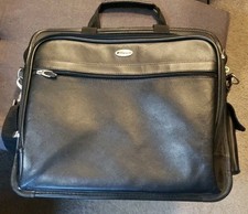 Targus Leather Laptop Case Briefcase Commuter Shoulder Bag Black With Strap