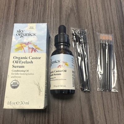 Sky Organics Organic Castor Oil Eyelash Serum (1 oz) USDA Organic Cold-Pressed