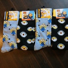 Minions Crew Socks Size 10-13 4 Pairs skc