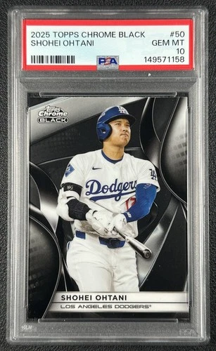 SHOHEI OHTANI PSA 10 2025 TOPPS CHROME BLACK BASEBALL #50 DODGERS 1158