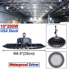 10 Pack 200W UFO Led High Bay Light Power Adjustable 20000Lm 6500K Cold White