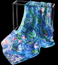 100% Silk 34" large Square Scarf Women Shawl Wrap floral green red blue MY192-4