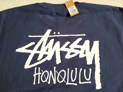 stussy Honolulu トレーナー ネイビー Sサイズ NWT Stussy Honolulu Chapter Limited NAVY BLUE Fleece Crewneck