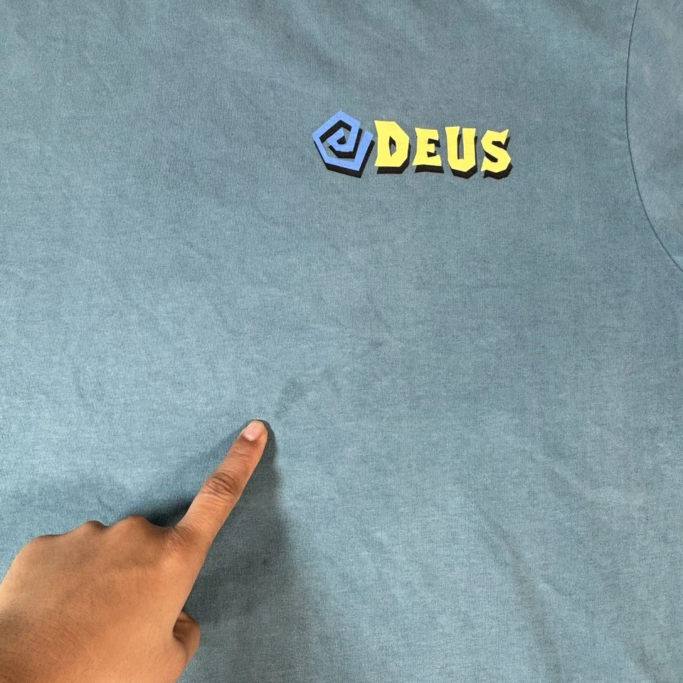 Deus Ex Machina Custom Surfboards Tee T Shirt Mens XL Blue - Image 3 of 4