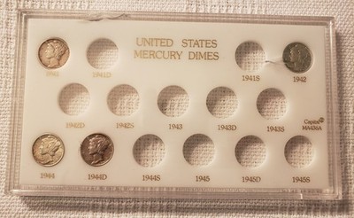 Silver Mercury Dimes Lot Of 4 in Case 1941, 1942, 1944, 1944-D | eBay