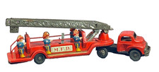 Tin Friction Fire Truck Japan Department Pressed Steel Toy read Vintage
