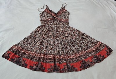 Angie Multicolor Floral Sleeveless Twist Front Sundress Women's Size Medium Boho
