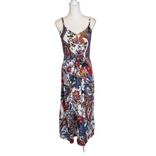 Vince Camuto Womens Paisley Floral Maxi Dress White Multi Color Tie Front Small