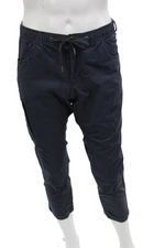 BYLT Mens Dark Blue Cropped Ankle Jogger Pants Drawstring Cotton Stretch Size M