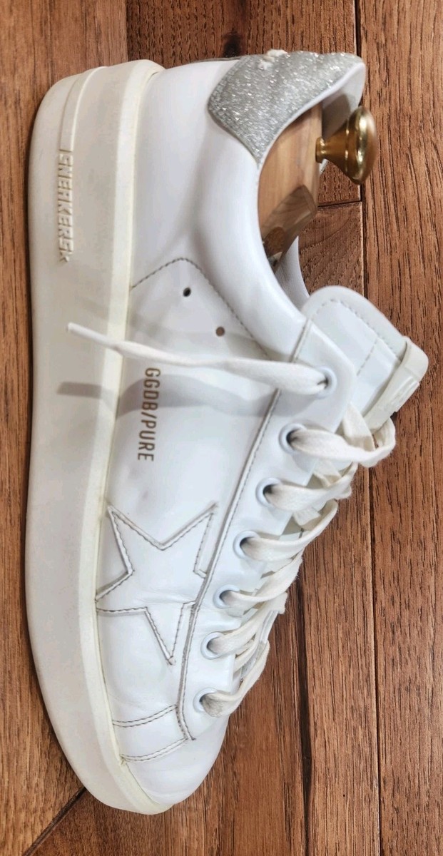 GOLDEN GOOSE GGDB/Pure Star Woman's White Leather Glitter Sneaker