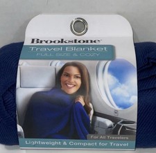 Brookstone Navy Blue Travel Blanket Lightweight, Compact  Cozy Full Size