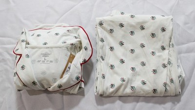 Primark Women's Festive Printed Boyfriend Pajamas Set JT8 White Small/Large