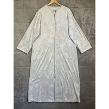 Miss Elaine Robe Women  s Medium Gray Floral Full Zip Velour Comfort House Coat