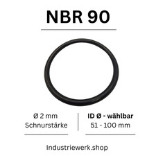 O-Ring NBR 90 ID 51-100 x 2 mm Schnurst&auml;rke Dichtring Rundring O 0 Ring OR