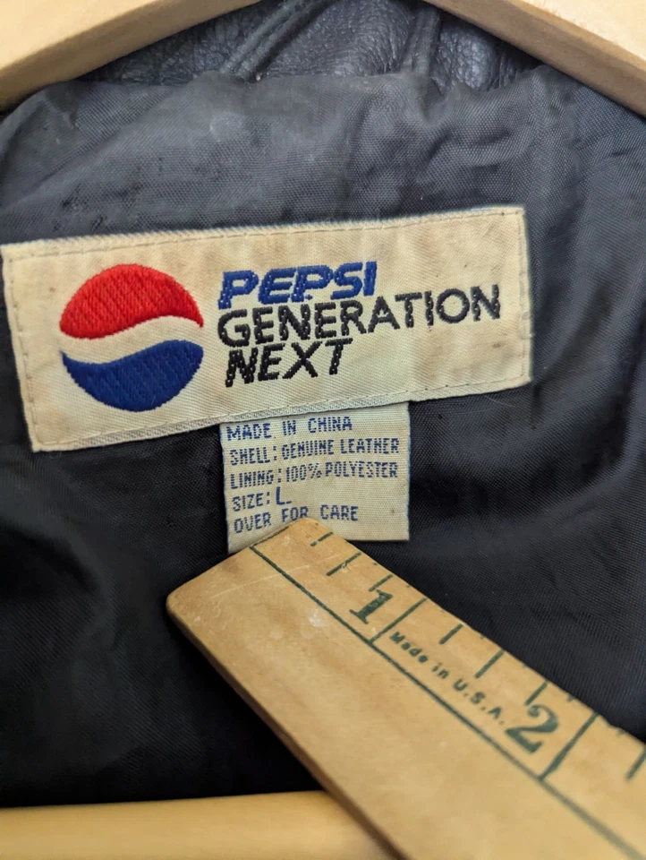 Pepsi Generation Next Vintage Genuine Leather Jacket Mens Size Large Blue Black - Image 3 of 4