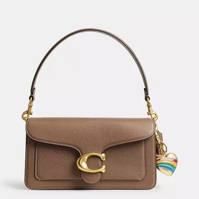 NWT Coach Rainbow Heart Brass Enamel Bag Charm Keychain Fob with