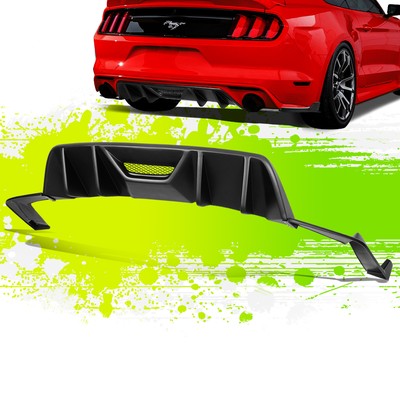 FOR 15-17 FORD MUSTANG QUAD FIN REAR DIFFUSER+SIDE VALENCE COMPLETE BODY KIT 16