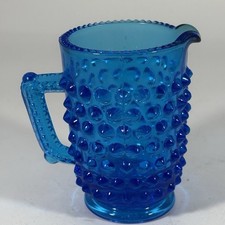 Vintage Fenton Blue Hobnail Colonial Mini Glass Creamer Pitcher 3"