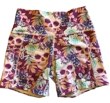 CVG Constantly Varied Gear Shorts Women's XS - Floral Skull 6" inseam 26" waist