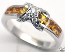 Lab simulated Topaz Silver Ring November 307 Sz 7.25