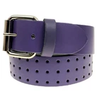 MENS LADIES PIN HOLES PURPLE REAL LEATHER  BELT 38MM LEATHER UK BELTS