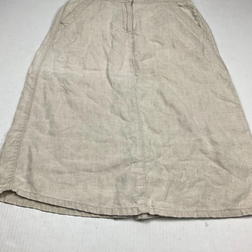 Falda LL Bean Lino Beige Informal Cintura Elástica Transpirable Cremallera Minimalista 8P Foto 2 de 4