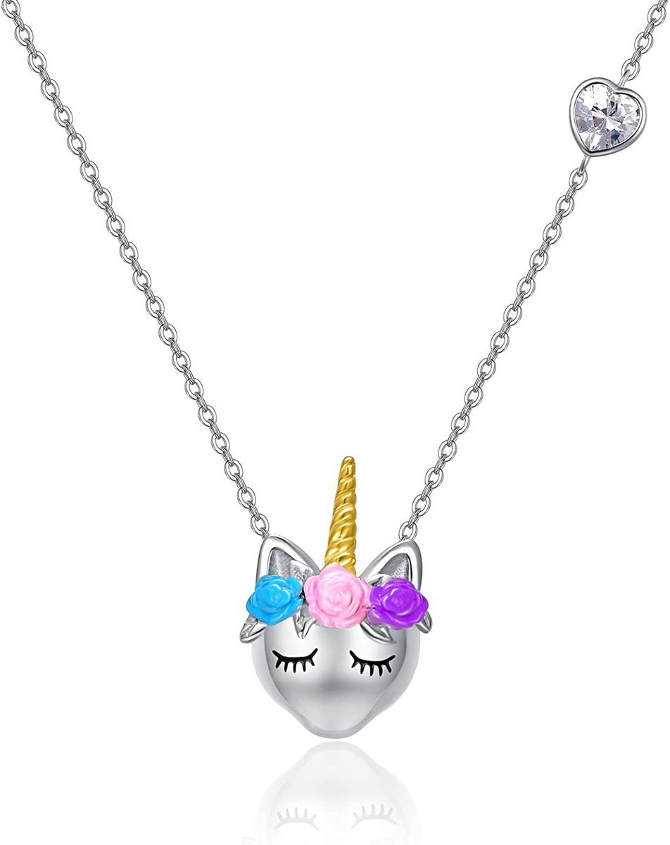 Unicorn Necklace for Girls S925 Sterling Silver Unicorns Gifts Heart  Pendant Jew