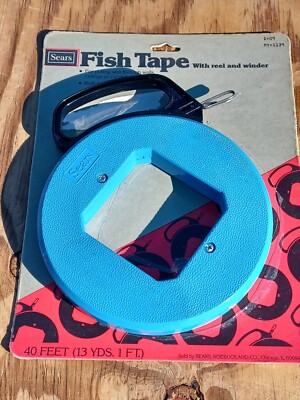 Vintage SEARS 40ft Steel Fish Tape Wire Cable Puller Electrical Plumber USA