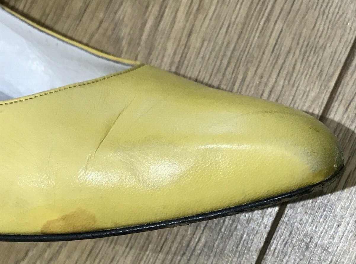 Vintage 1980s Yellow Leather Heels by Rayne, Size 8 - UK 5.5 10