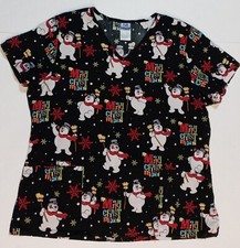 Frosty The Snowman Scrub Women's Large Top