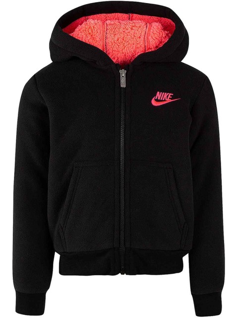 Nike Girl's Black/Pink Sherpa Lined FZ Fleece Hoodie/Jacket (36E405-023) 6 & 6X | eBay