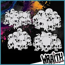 Skull Stack Mini Set #2 - Reusable Airbrush Stencil Template