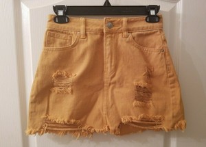 mustard yellow denim skirt