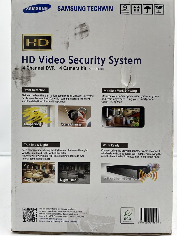 SAMSUNG TECHWIN HD Vídeo Security System SDHB3040 4 Camera 4 Channel