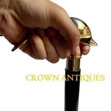 Victorian Brass Handle Wooden Walking Stick Designer Dolphin Victorian Cane Gift