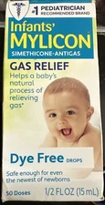 Mylicon Infants Gas Relief Dye Free Drops Non-Staining 20 mg 50 Doses 0.5 Ounce
