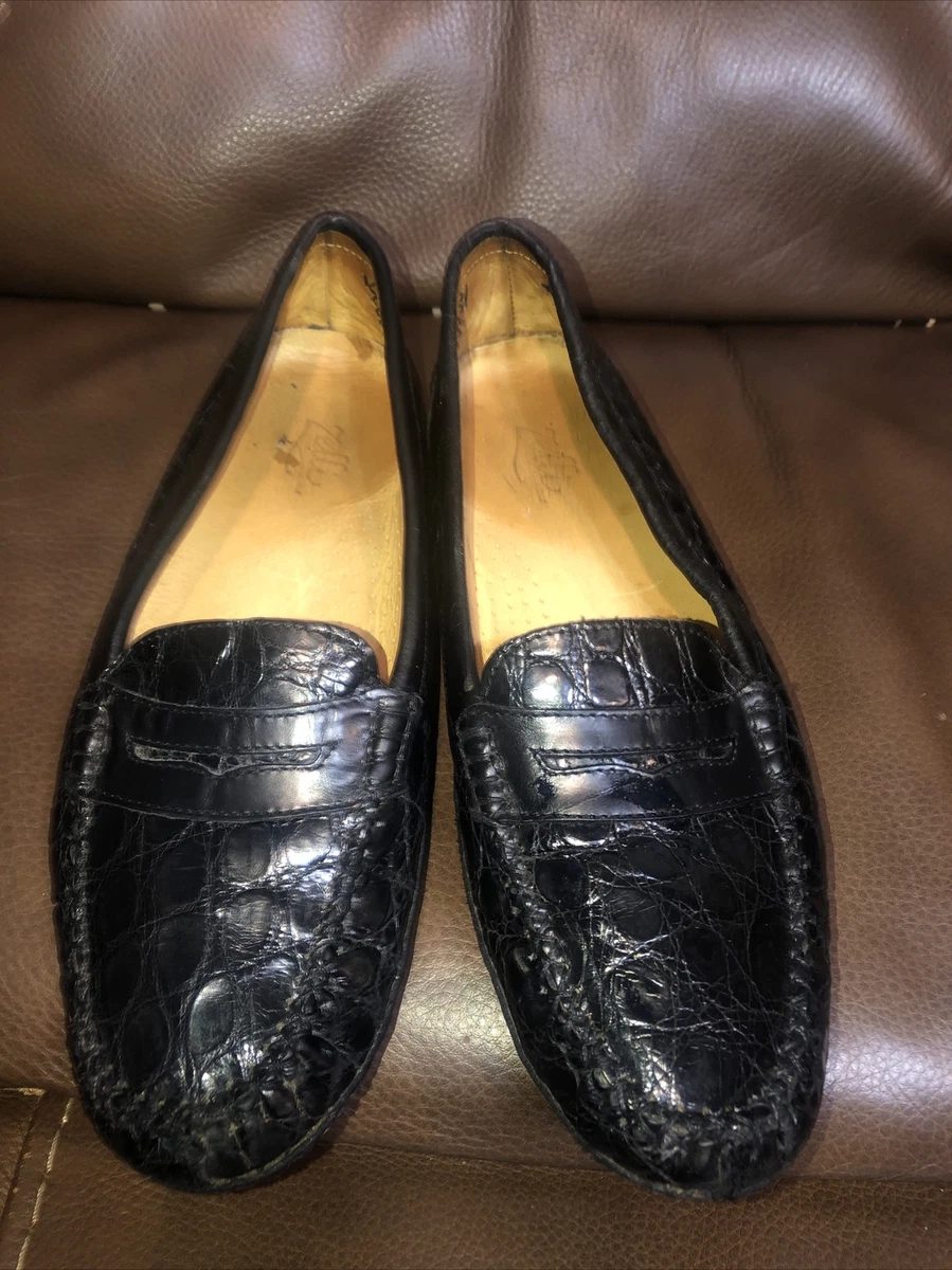 NICE Men s ZELLI Black Genuine Crocodile Alligator Loafers Shoes size 7.5