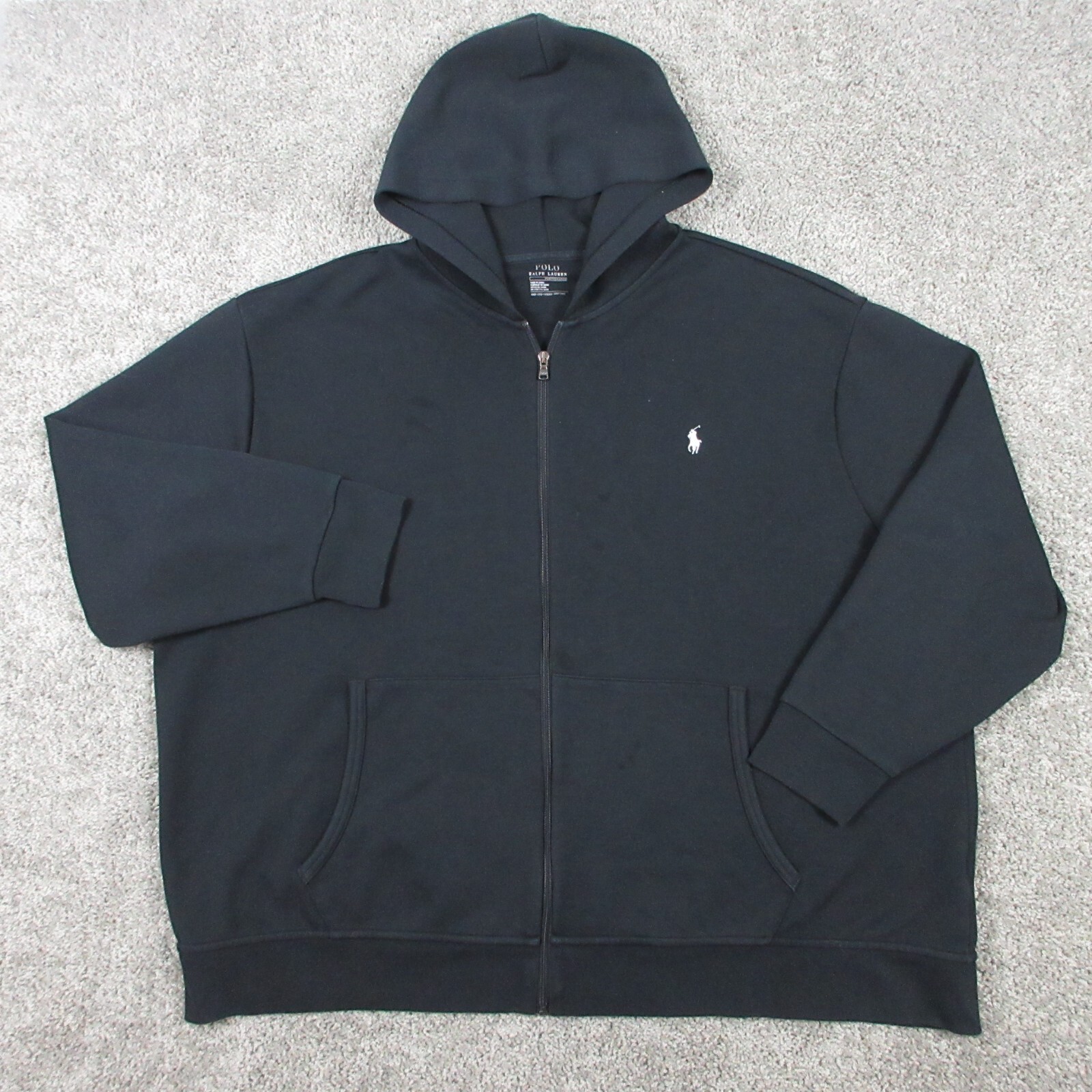 Polo Ralph Lauren maglione uomo 4XB nero bianco pony full zip felpa con cappuccio
