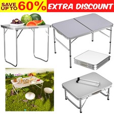Image of Portable Folding Camping Table Aluminium Carry BBQ Desk Kitchen Outdoor Picnic