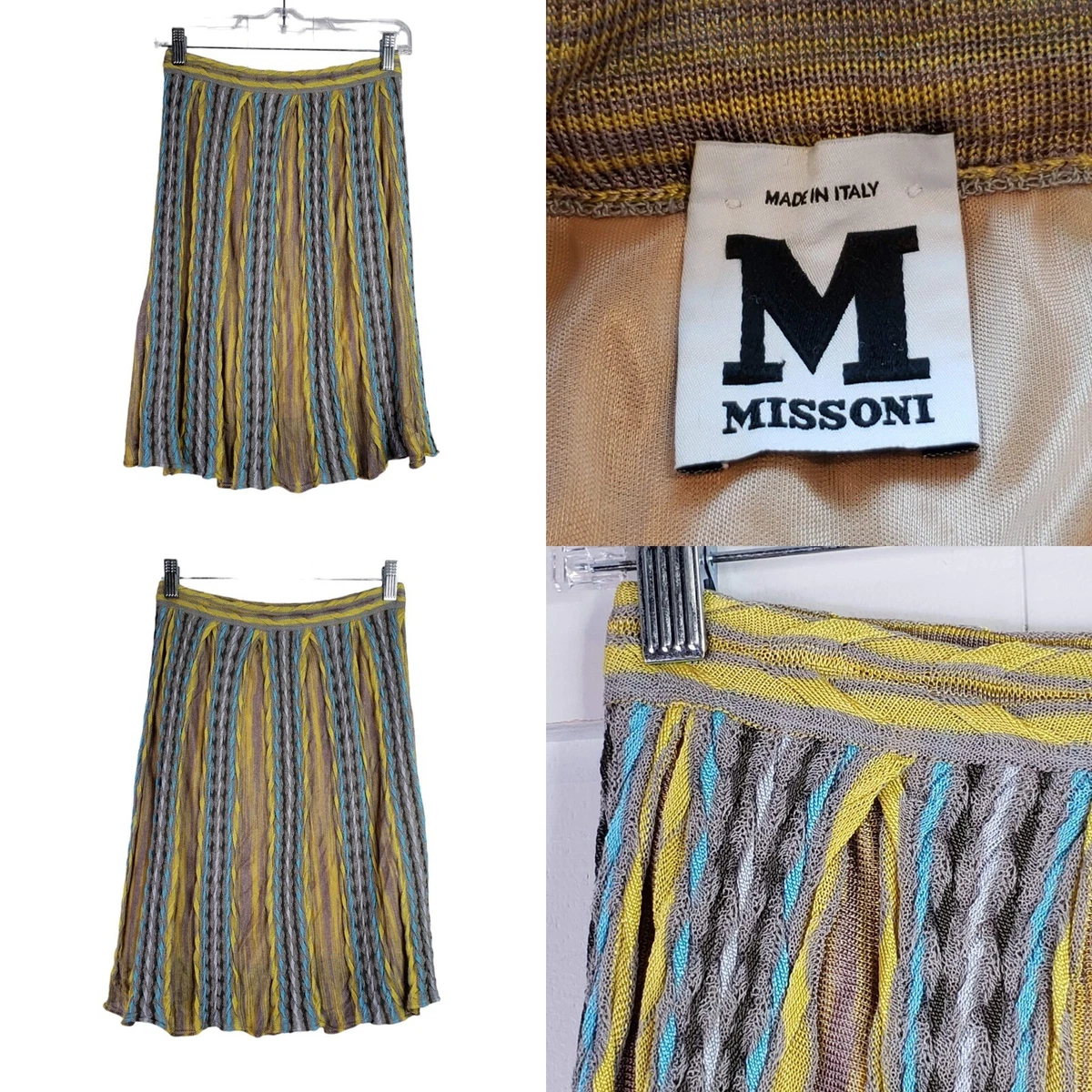 M Missoni Skirt A-Line Pull On Stretch Multi Colored Knee Length  