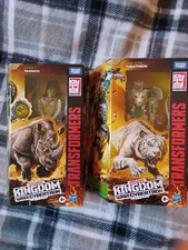Transformers Kingdom RHINOX & Tigatron War For Cybertron Voyager Class lot of 2
