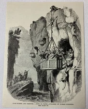 1887 magazine engraving ~ JEWS IN CAVES, ATTACKED BY ROMAN SOLDIERS